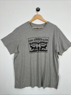 Levis Logo Graphic T Shirt Gray Cotton Short Sleeve Tee XXL NWT